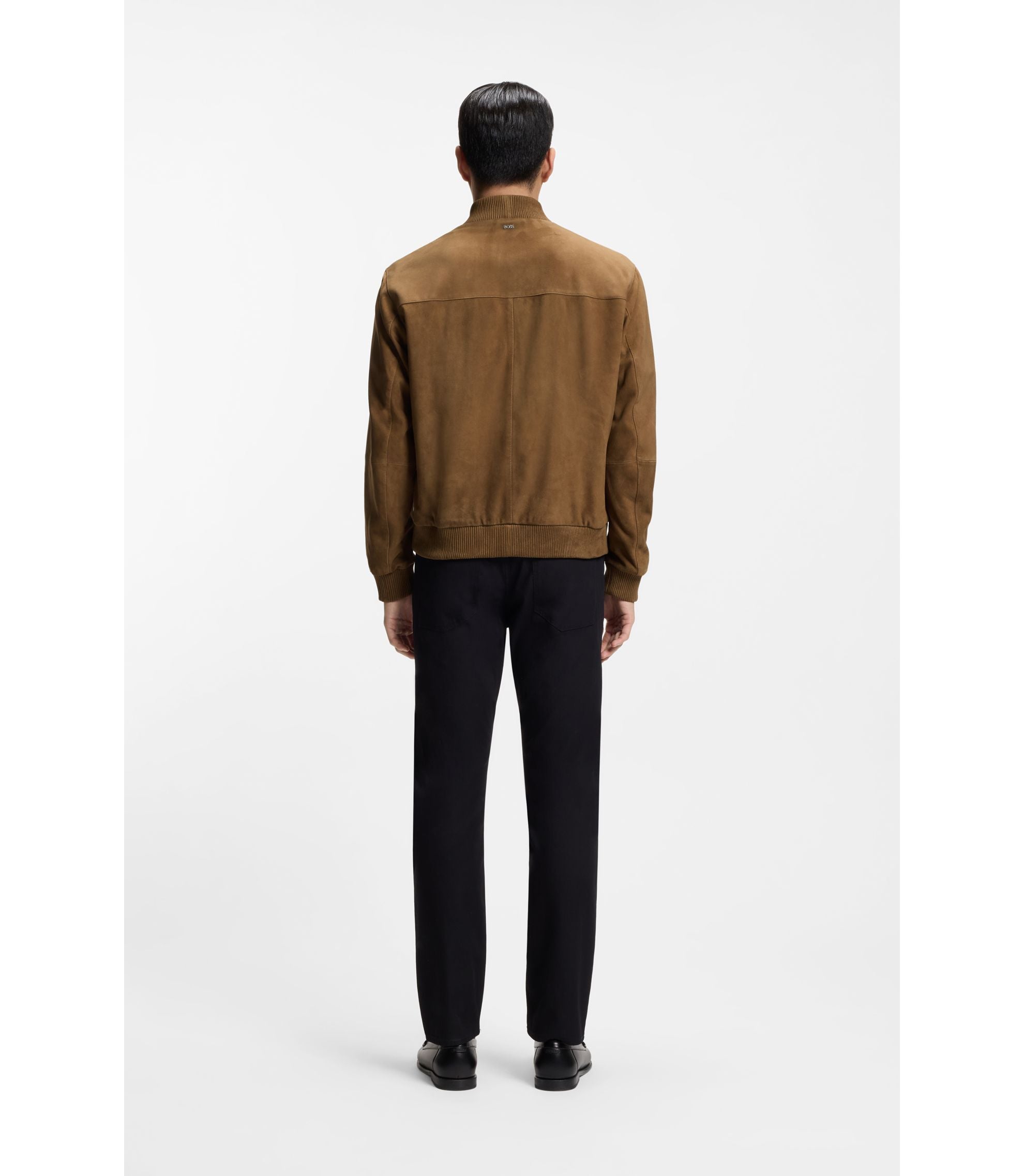 Boss Regular Fit Jacket In Suede Khaki
