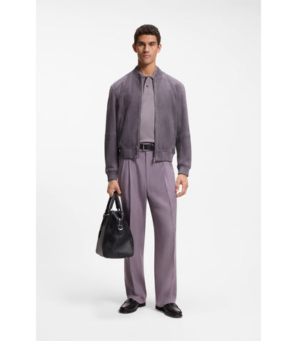 Boss Regular Fit Jacket In Suede Purple