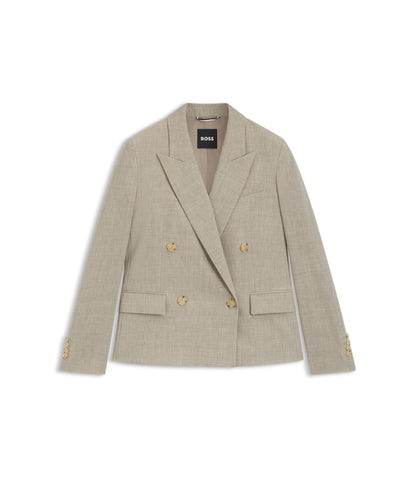 Boss Regular Fit Blazer In Melange Virgin Wool Light Beige Women's