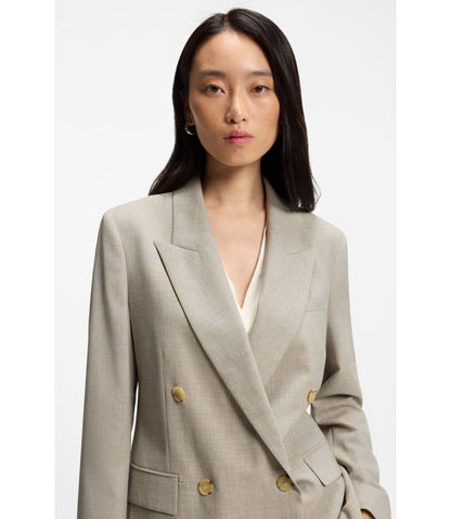 Boss Regular Fit Blazer In Melange Virgin Wool Light Beige Women's