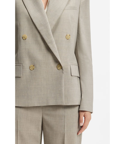 Boss Regular Fit Blazer In Melange Virgin Wool Light Beige Women's