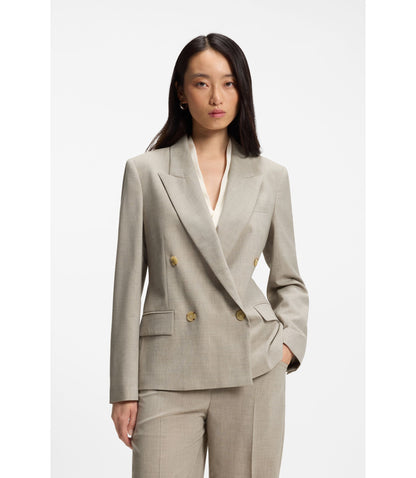 Boss Regular Fit Blazer In Melange Virgin Wool Light Beige Women's