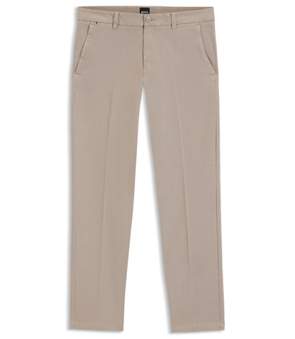 Boss Slim Fit Trousers In Stretch Cotton Gabardine Light Beige