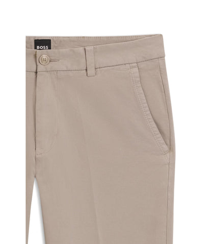 Boss Slim Fit Trousers In Stretch Cotton Gabardine Light Beige