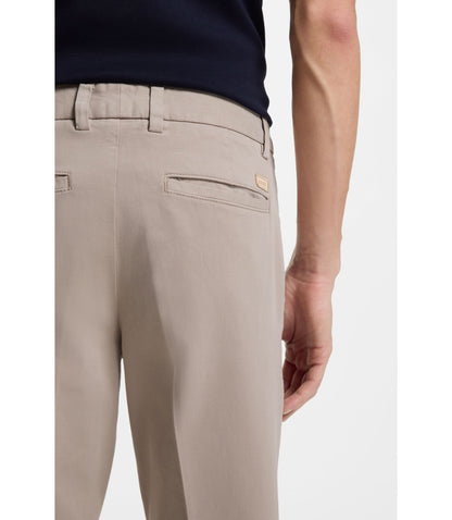 Boss Slim Fit Trousers In Stretch Cotton Gabardine Light Beige