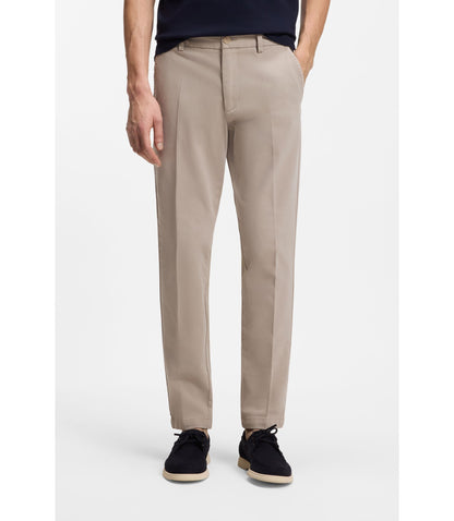 Boss Slim Fit Trousers In Stretch Cotton Gabardine Light Beige