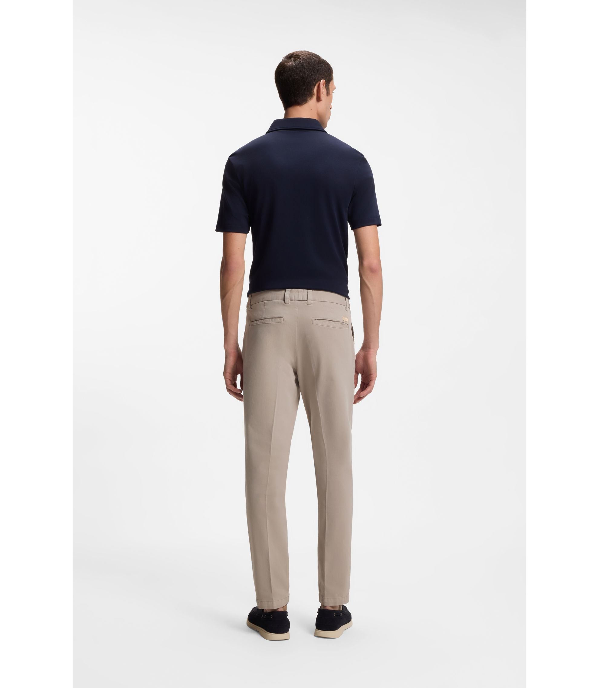 Boss Slim Fit Trousers In Stretch Cotton Gabardine Light Beige