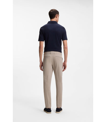 Boss Slim Fit Trousers In Stretch Cotton Gabardine Light Beige