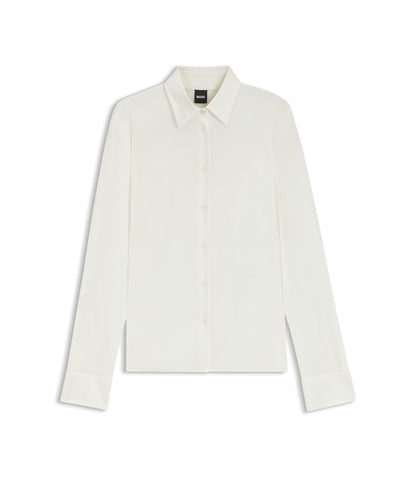 Boss Extra Slim Fit Blouse In Cotton Jersey White Women's