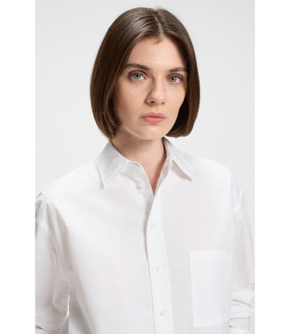 Boss Oversized Fit Blouse In Cotton White Women's