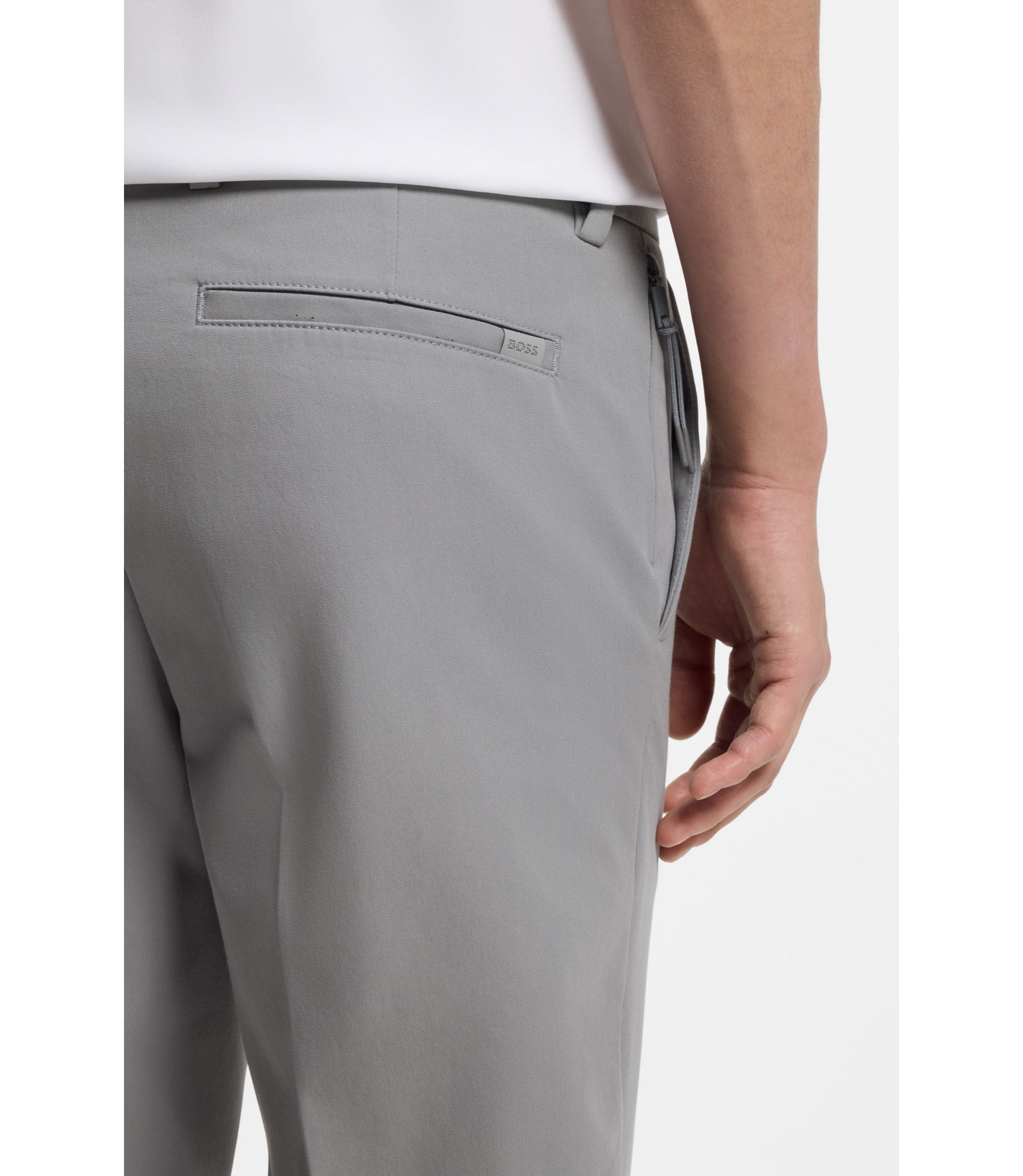 Boss Slim Fit Pants In A Stretch Cotton Blend Silver