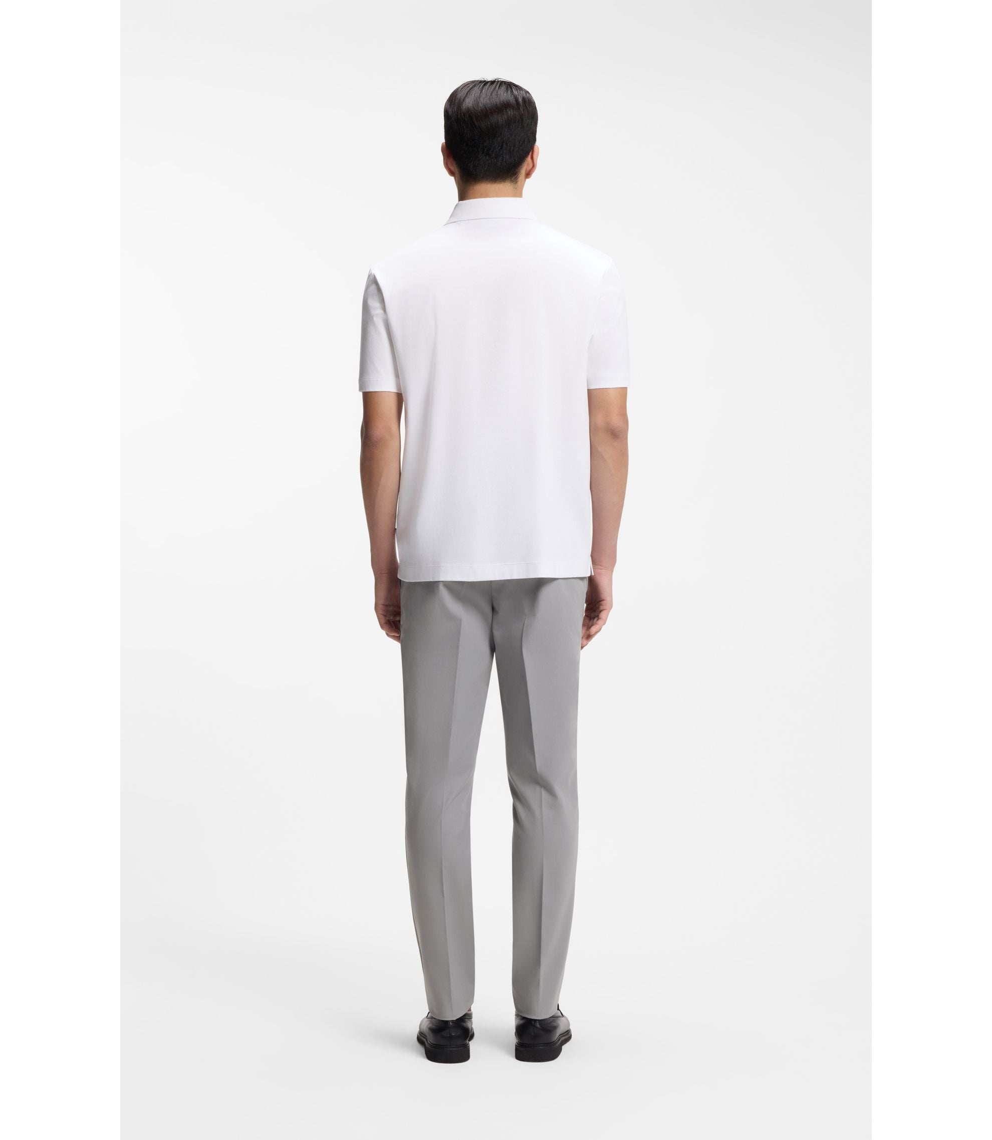 Boss Slim Fit Pants In A Stretch Cotton Blend Silver