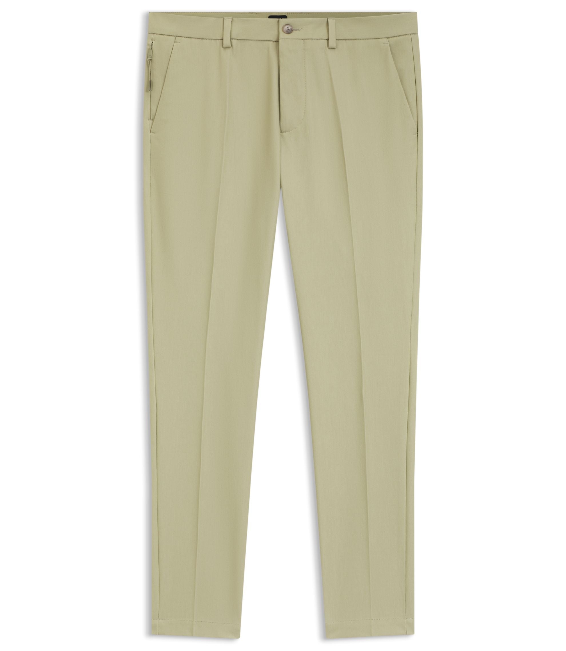 Boss Slim Fit Pants In A Stretch Cotton Blend Khaki