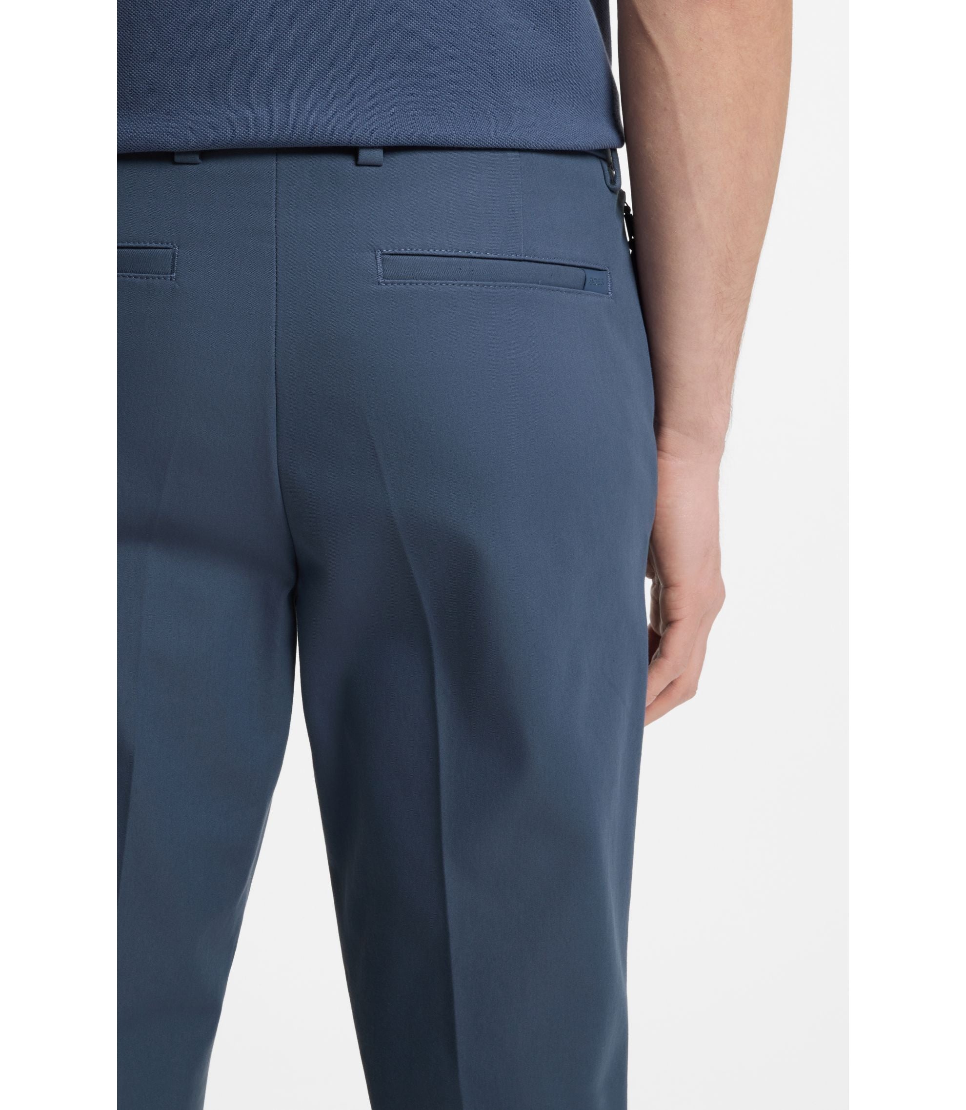 Boss Slim Fit Pants In A Stretch Cotton Blend Light Blue