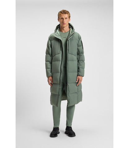 Boss Down Filled Long Jacket With Water Repellent Finish Light Green