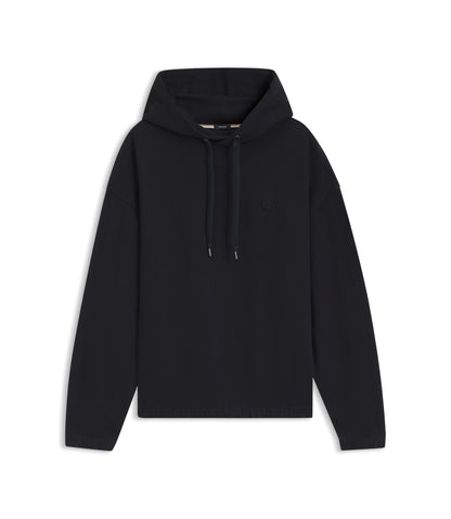Boss Mercerised Cotton Hoodie In A Relaxed Fit Black