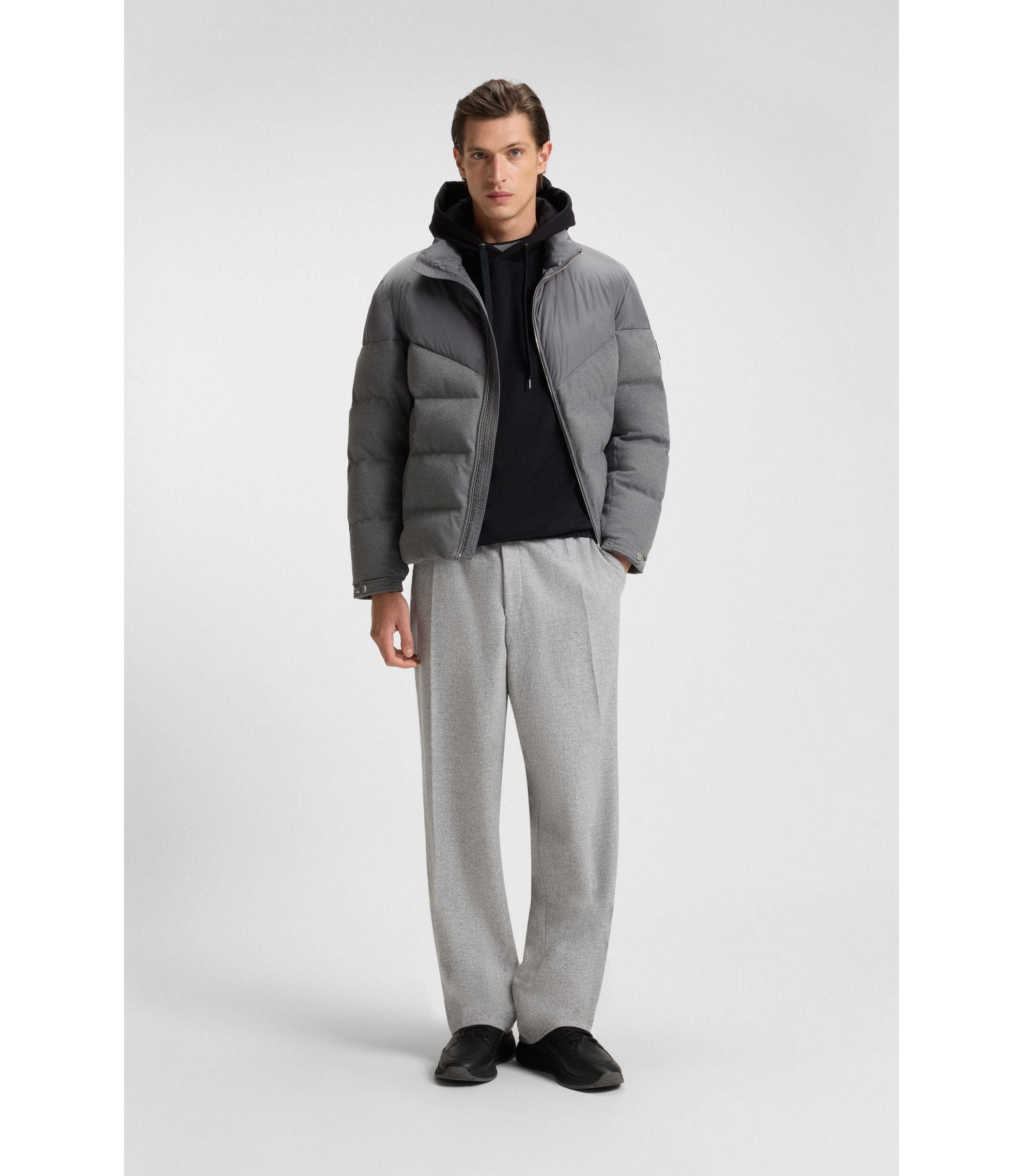 Boss Mercerised Cotton Hoodie In A Relaxed Fit Black