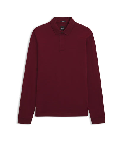 Boss Mercerised Cotton Polo Shirt With Plain Collar Dark Red