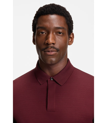 Boss Mercerised Cotton Polo Shirt With Plain Collar Dark Red