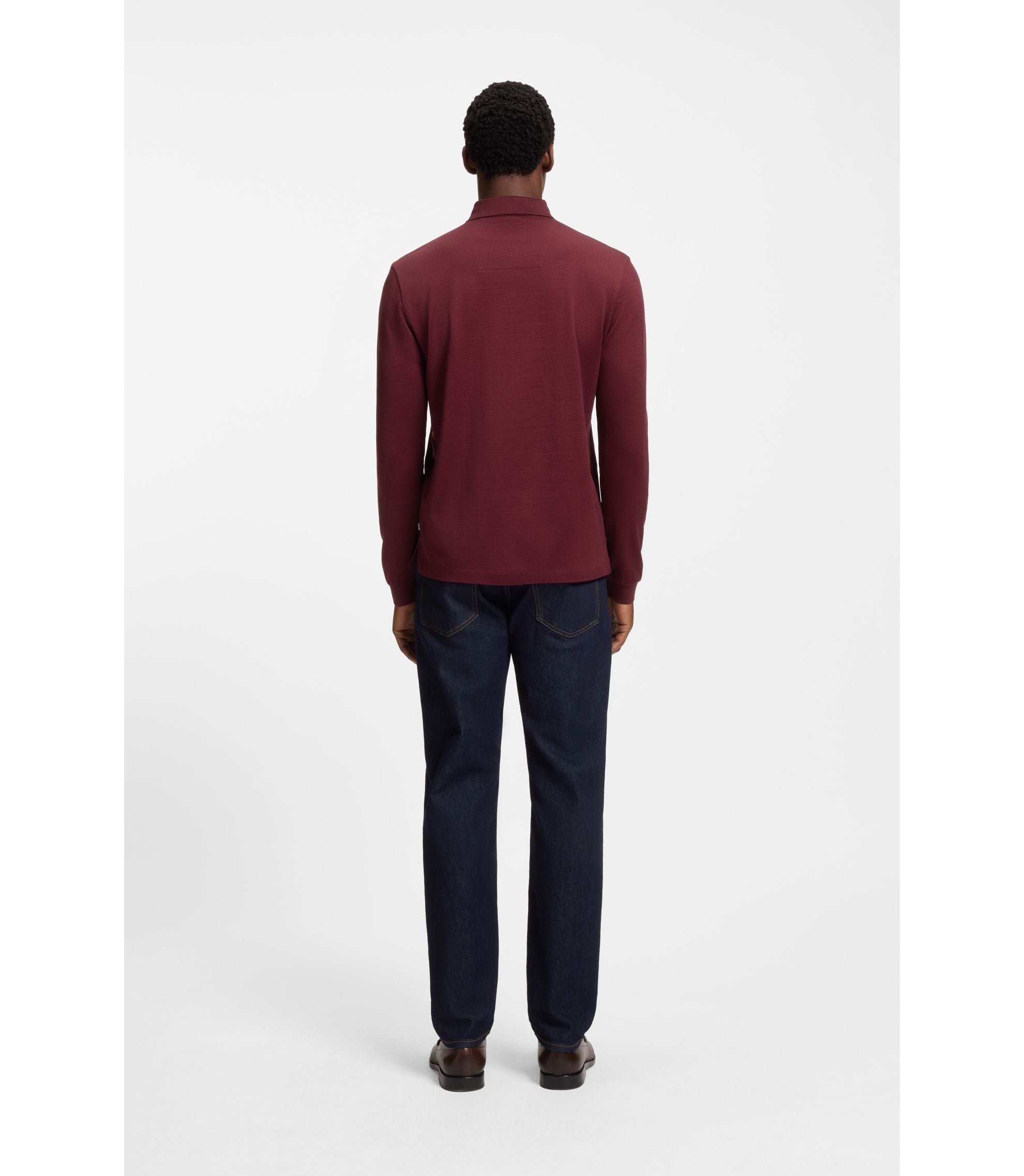 Boss Mercerised Cotton Polo Shirt With Plain Collar Dark Red
