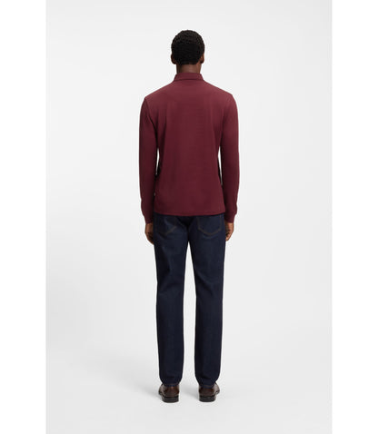 Boss Mercerised Cotton Polo Shirt With Plain Collar Dark Red