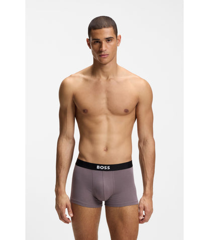 Boss Three Pack Of Stretch Cotton Trunks Light Grey