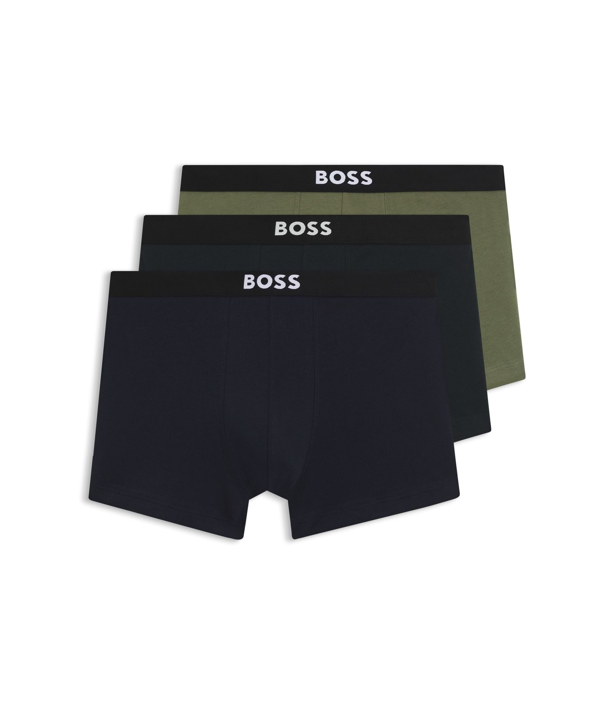 Boss Three Pack Of Stretch Cotton Trunks Light Blue