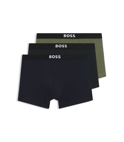 Boss Three Pack Of Stretch Cotton Trunks Light Blue