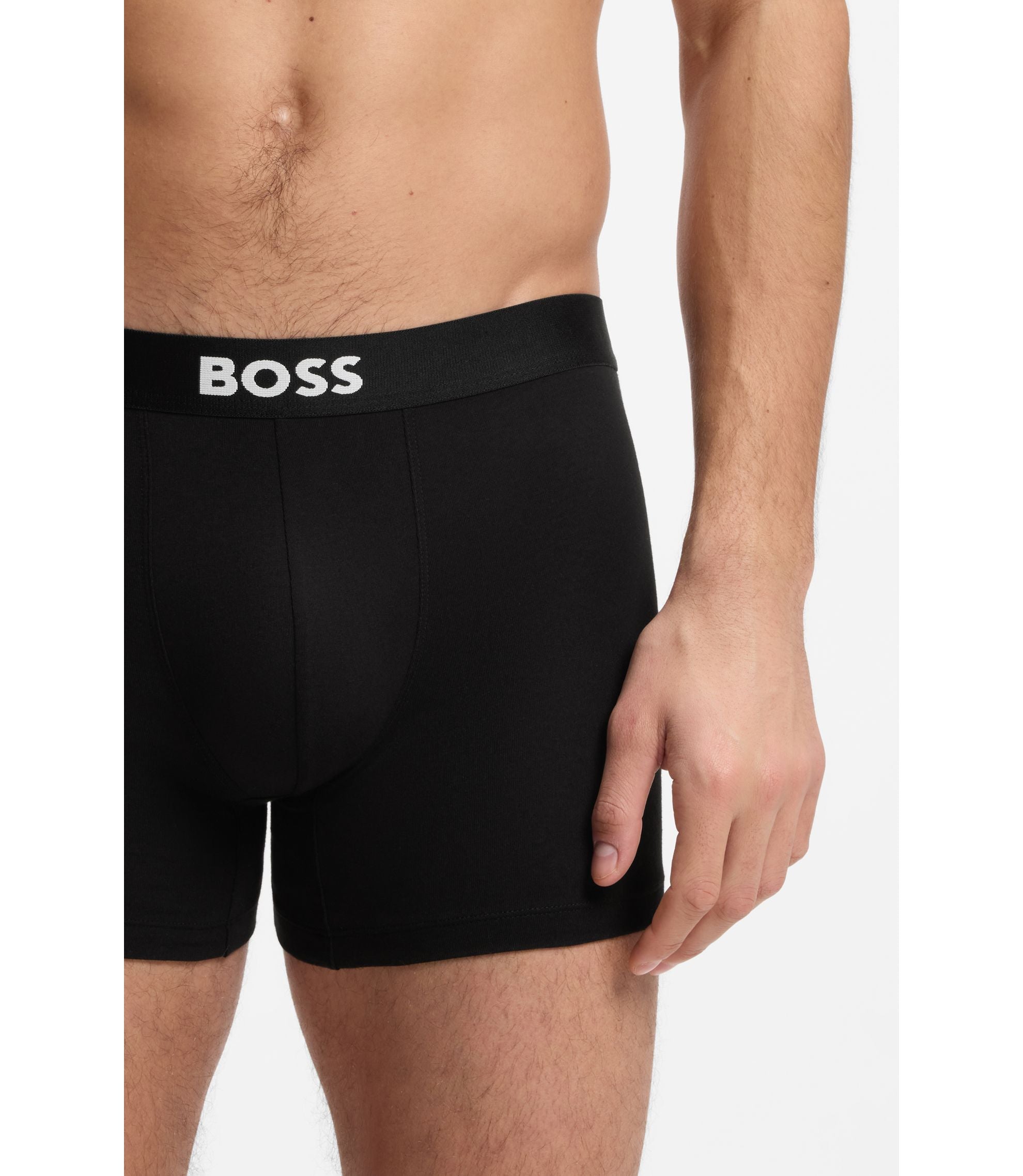 Boss Three Pack Of Boxer Briefs In Stretch Cotton Light Green