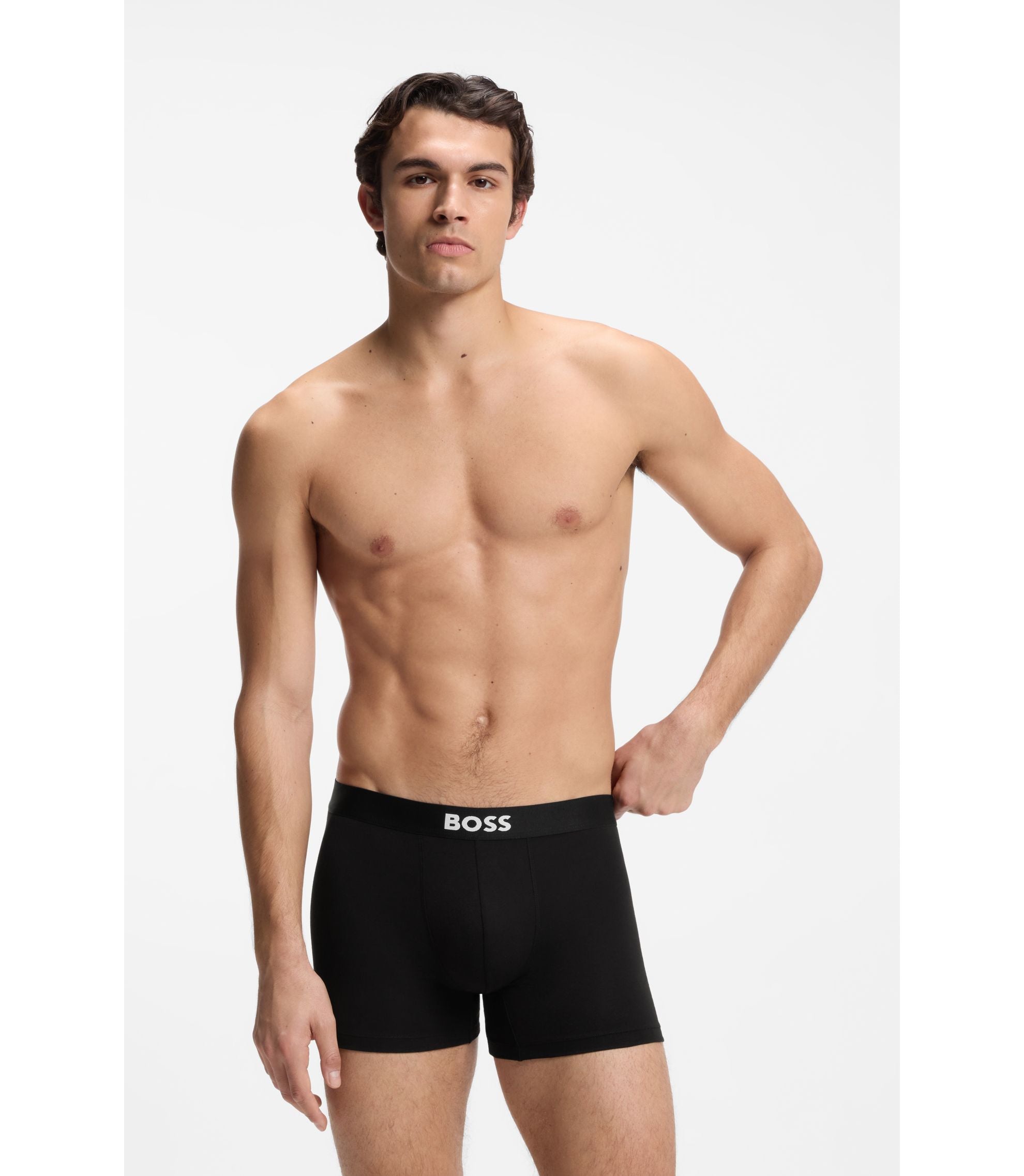 Boss Three Pack Of Boxer Briefs In Stretch Cotton Light Green