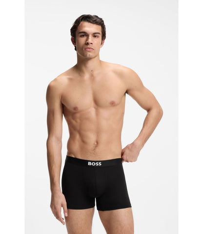 Boss Three Pack Of Boxer Briefs In Stretch Cotton Light Green