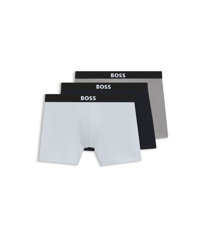 Boss Three Pack Of Boxer Briefs In Stretch Cotton Light Blue