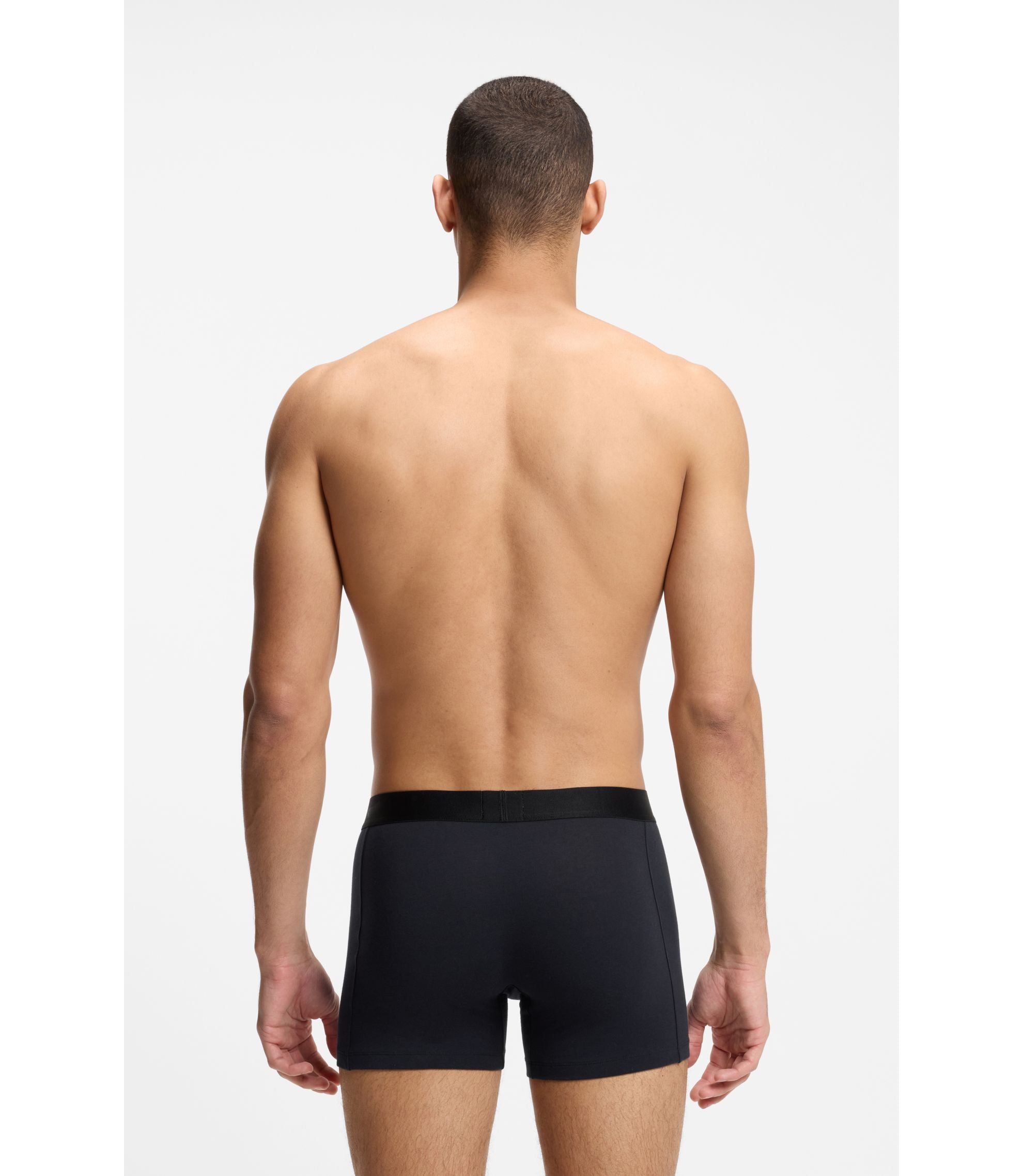 Boss Three Pack Of Boxer Briefs In Stretch Cotton Light Blue