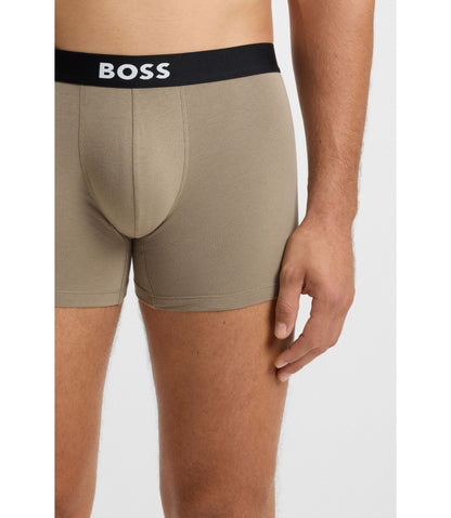 Boss Three Pack Of Boxer Briefs In Stretch Cotton Patterned