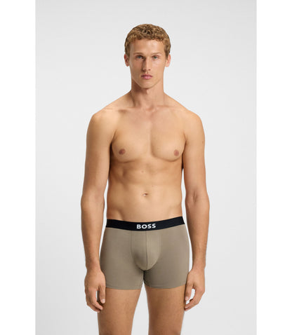 Boss Three Pack Of Boxer Briefs In Stretch Cotton Patterned