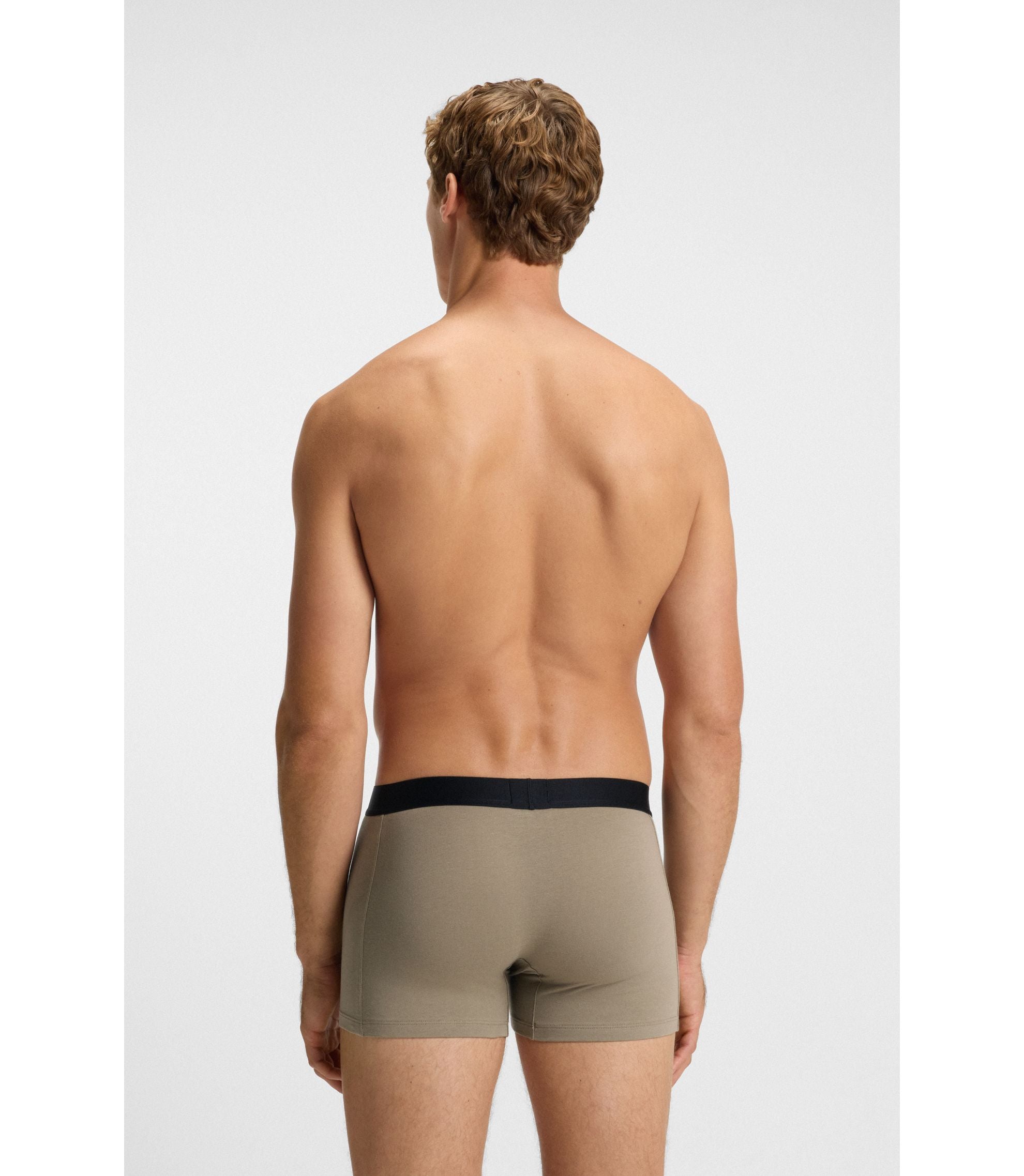 Boss Three Pack Of Boxer Briefs In Stretch Cotton Patterned
