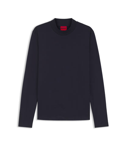 Hugo Slim Fit T Shirt In Mercerised Cotton Dark Blue