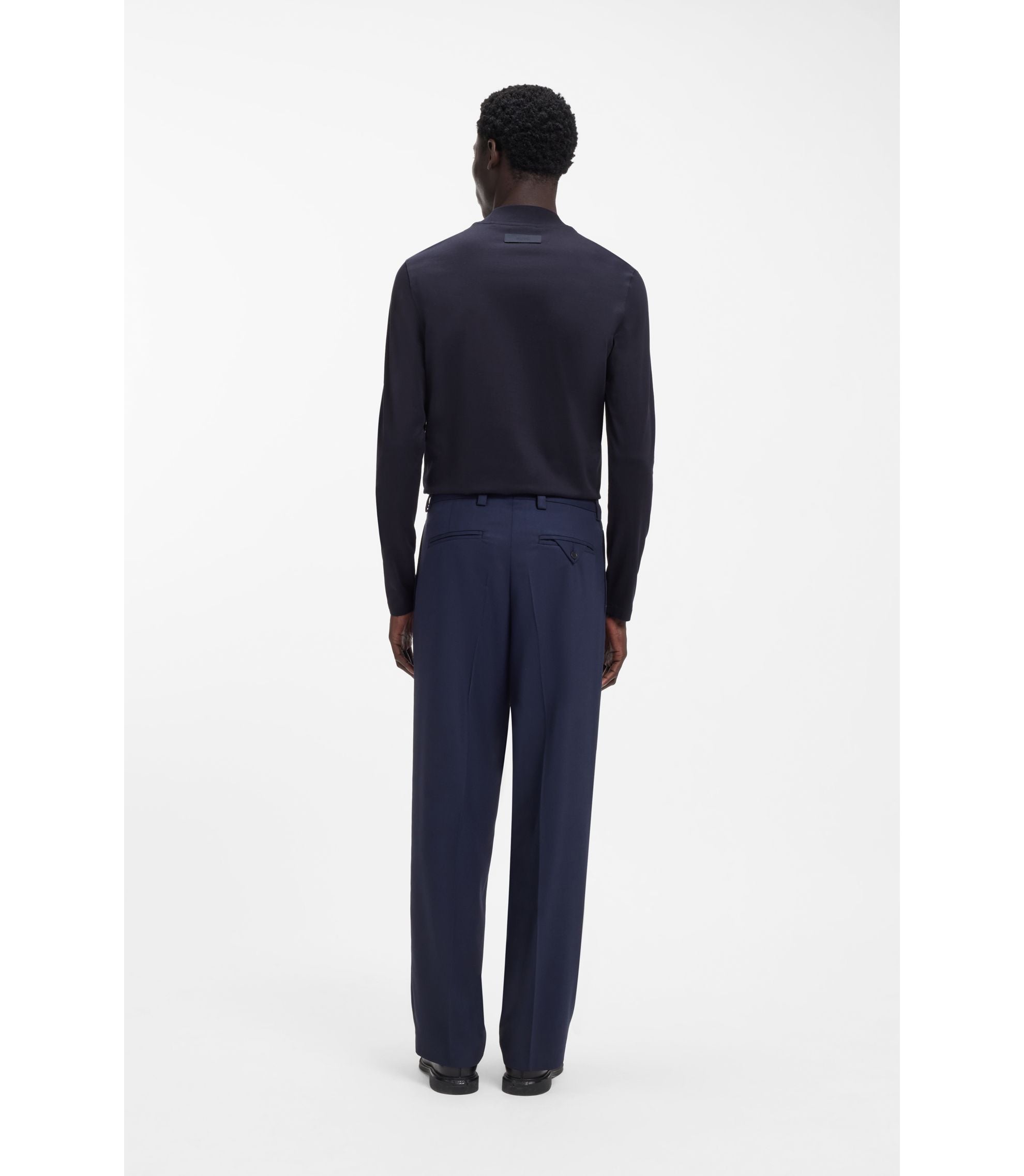 Hugo Slim Fit T Shirt In Mercerised Cotton Dark Blue