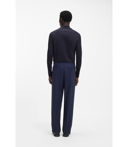 Hugo Slim Fit T Shirt In Mercerised Cotton Dark Blue