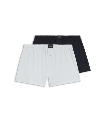 Boss Two Pack Of Boxer Shorts In Stretch Cotton Patterned