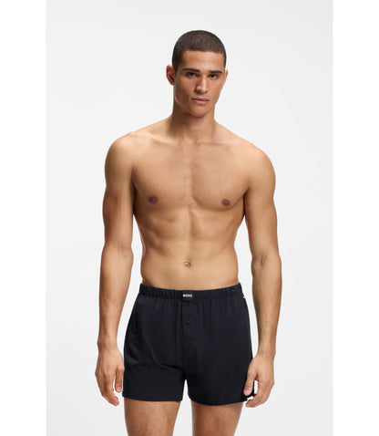 Boss Two Pack Of Boxer Shorts In Stretch Cotton Patterned