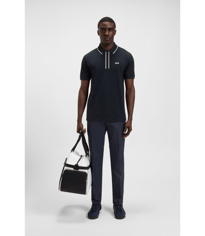 Boss Quick Dry Polo Shirt In Stretch Cotton Dark Blue