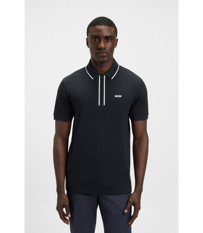 Boss Quick Dry Polo Shirt In Stretch Cotton Dark Blue