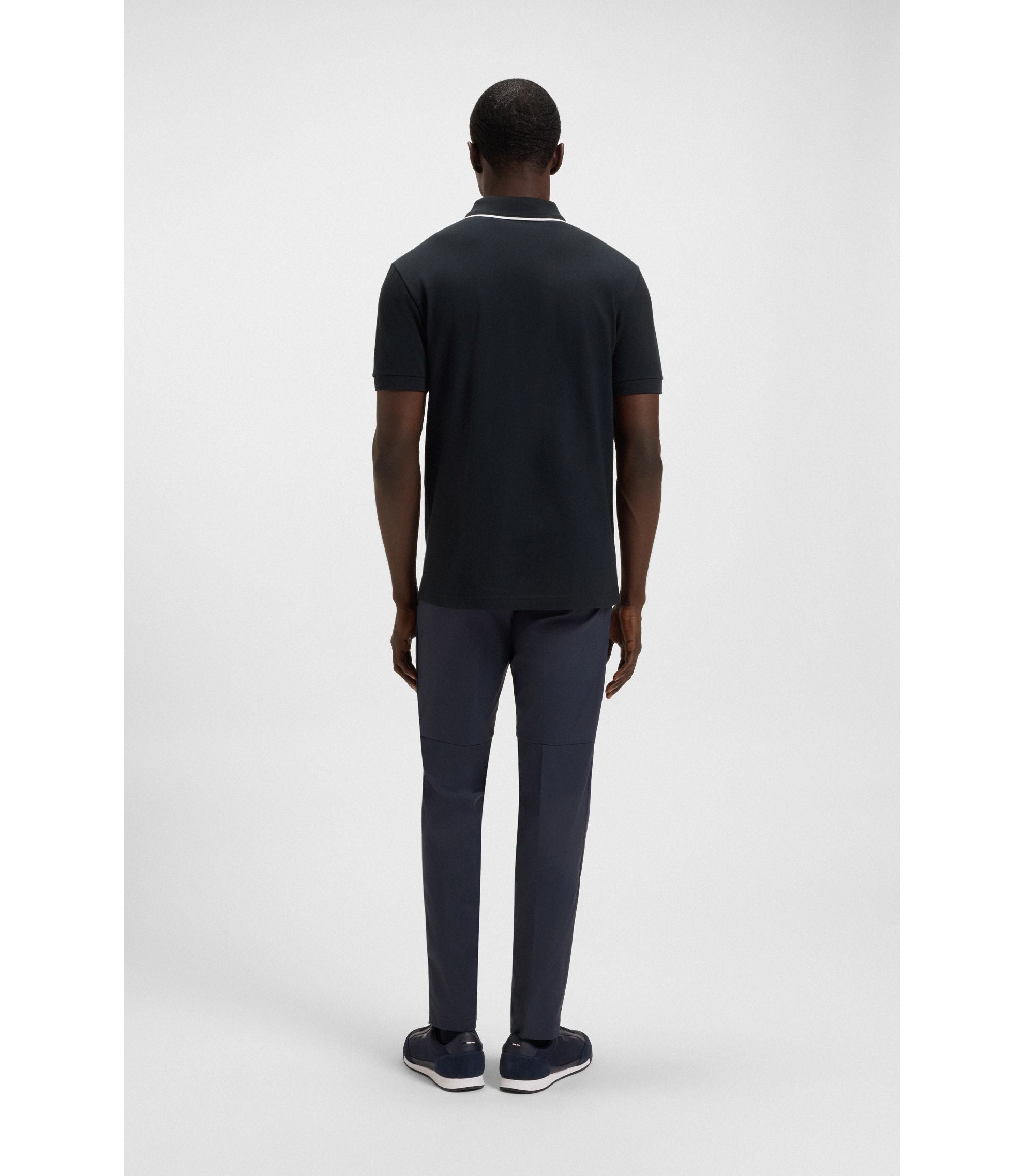 Boss Quick Dry Polo Shirt In Stretch Cotton Dark Blue