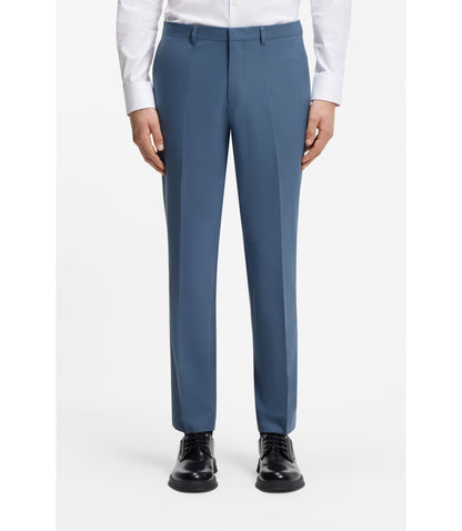 Hugo Two Piece Extra Slim Fit Suit In Wool Blend Poplin Light Blue