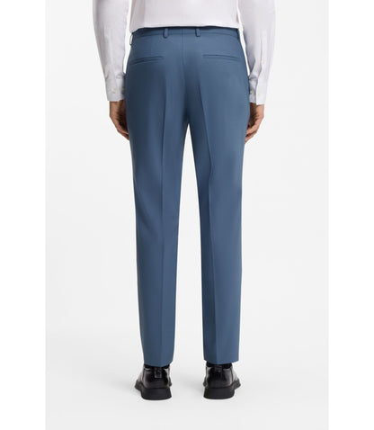 Hugo Two Piece Extra Slim Fit Suit In Wool Blend Poplin Light Blue