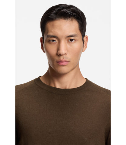 Boss Knitted Sweater In Wool Silk And Cashmere Light Green