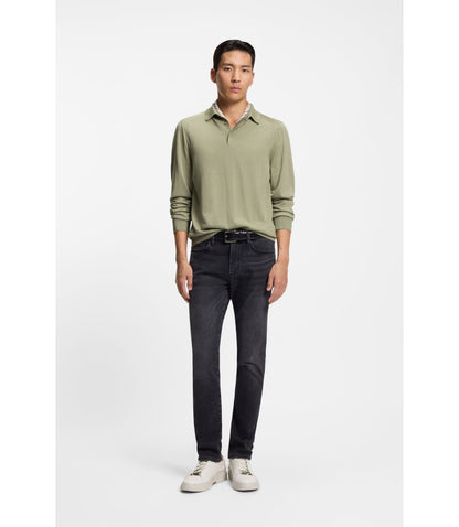 Boss Polo Sweater In Wool Silk And Cashmere Light Green