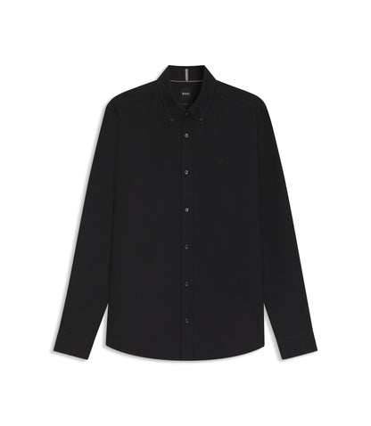 Boss Slim Fit Shirt In Oxford Cotton Black