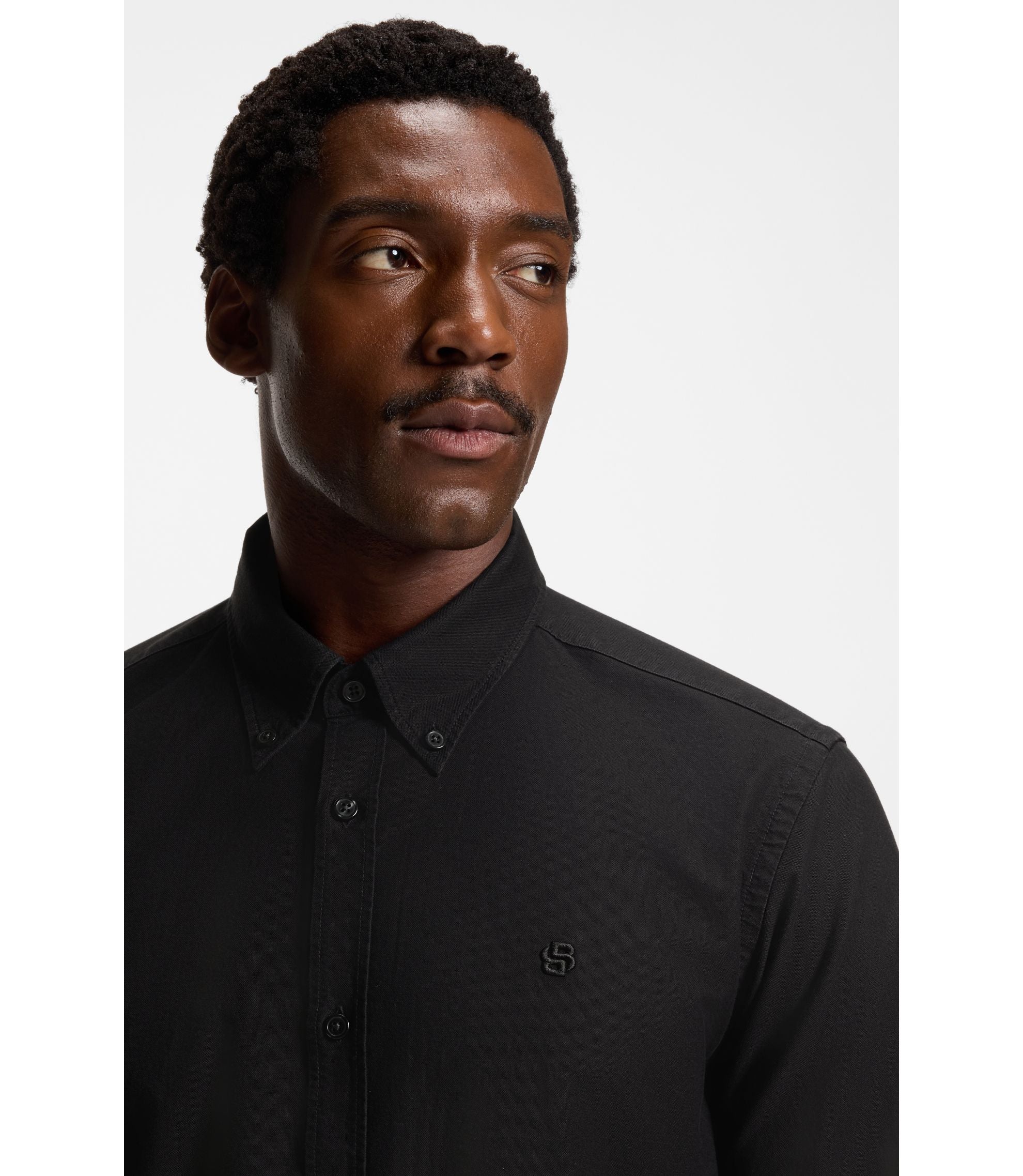 Boss Slim Fit Shirt In Oxford Cotton Black
